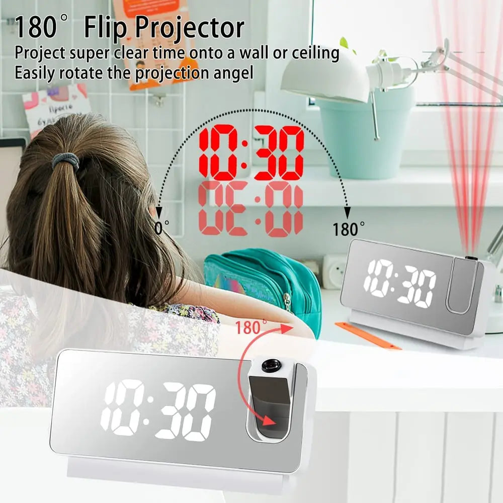 Vinantica | Projection alarm clock with mirror display and large LED screen