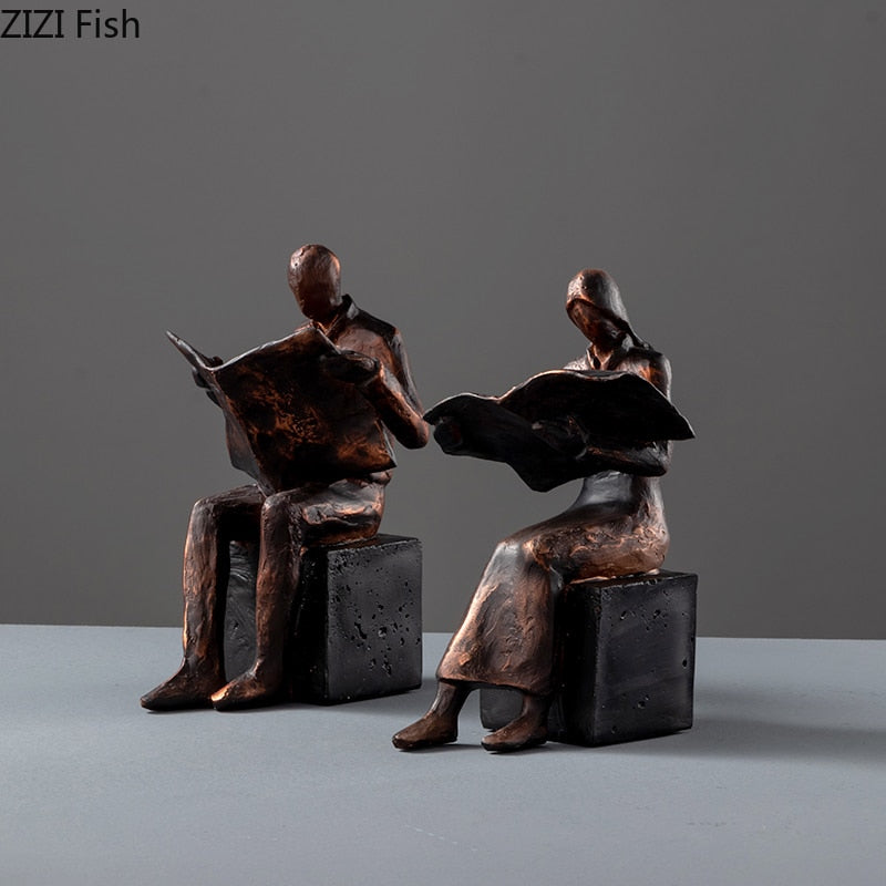 Reader Sculpture Book Stand Book Support Abstract Character Resin Statue Desk Decoration Figurines Statuette Nordic Home Décor
