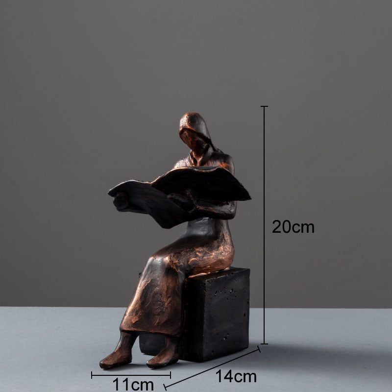 Reader Sculpture Book Stand Book Support Abstract Character Resin Statue Desk Decoration Figurines Statuette Nordic Home Décor
