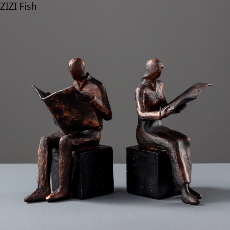 Reader Sculpture Book Stand Book Support Abstract Character Resin Statue Desk Decoration Figurines Statuette Nordic Home Décor