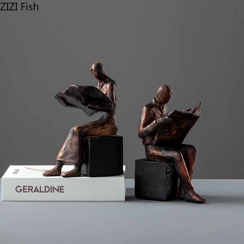 Reader Sculpture Book Stand Book Support Abstract Character Resin Statue Desk Decoration Figurines Statuette Nordic Home Décor