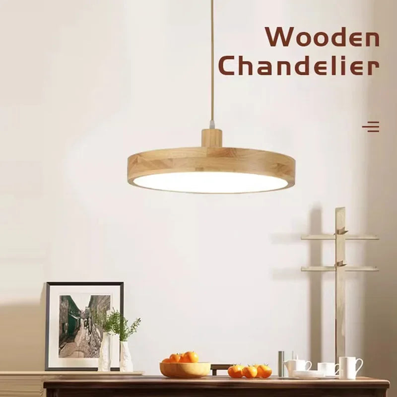 Modern Nordic LED Pendant Light – Wooden Hanging Lamp with 3 Color Options for Dining Room, Bedroom, and Coffee Shop