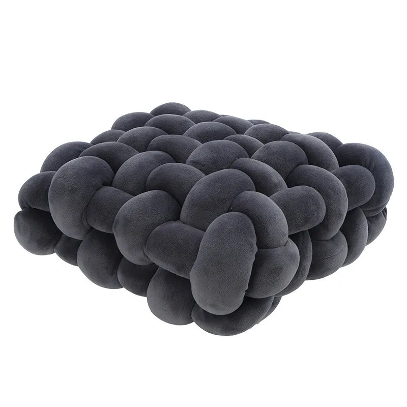 Living Room Soft Plush Knot Pillow Sofa Pillow Solid Color Square Handwoven Home Throw Pillow Square Woven Seat Cushion Pillow