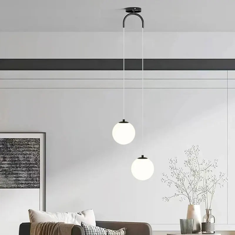 Modern Glass LED Pendant Light – Nordic Style Hanging Lamp for Living Room, Bedroom, Restaurant, and Bar, 220V AC, Indoor Lighting Fixture