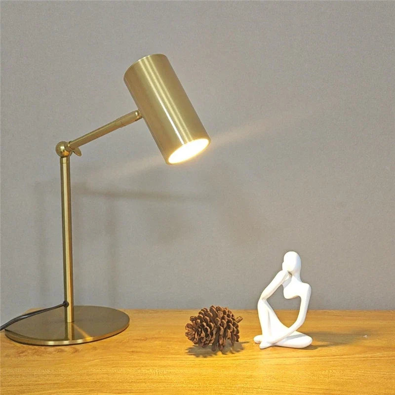 Modern Golden Table Lamp – Eye-Friendly LED Reading Light for Study, Bedroom, and Living Room Decor
