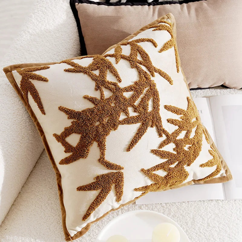 Luxury Embroidered Decorative Cushion with Horse Print for Sofa and Living Room