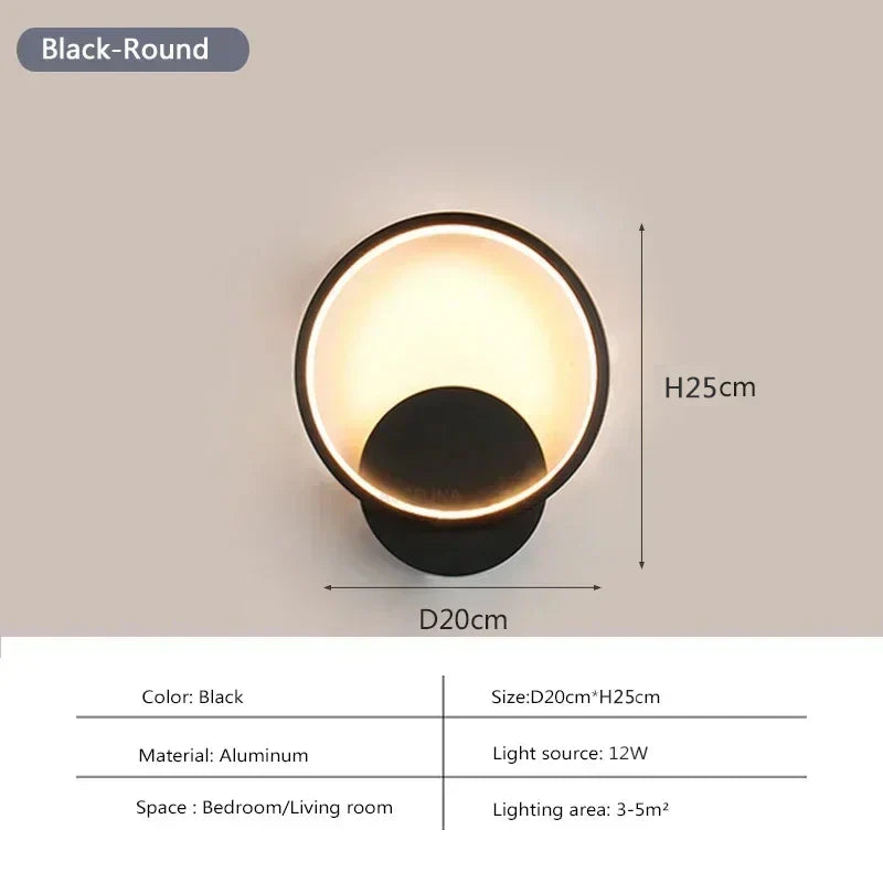 Modern LED Wall Lamp – Round Wall Light Fixture for Bedroom, Living Room, Hallway, and Study
