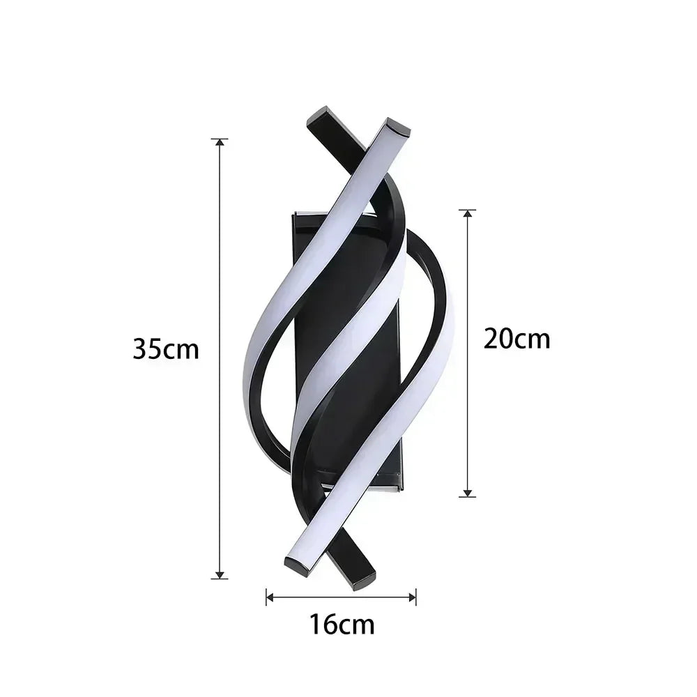 Modern LED Wall Light – Curved Spiral Design Sconce for Living Room, Bedroom, Aisle, and Home Decor