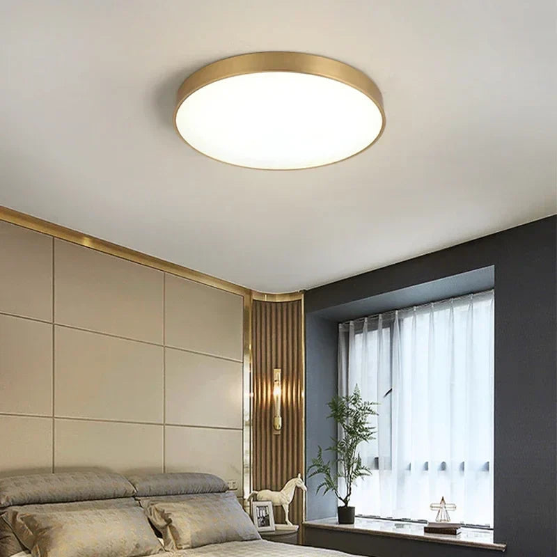 Modern LED Corridor Ceiling Light Lamps - Simple Golden Round