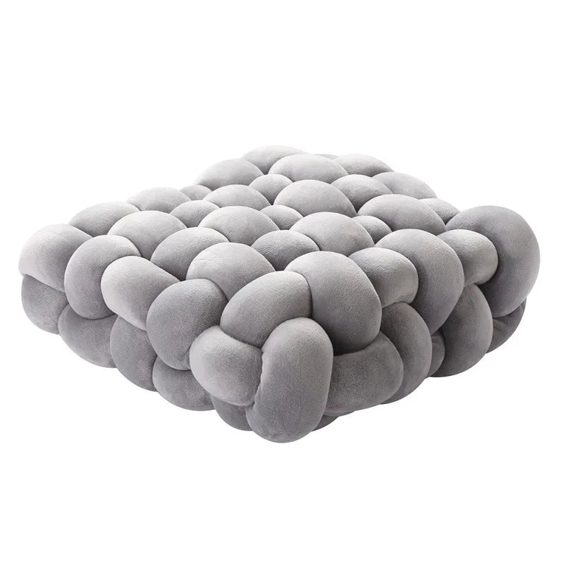 Living Room Soft Plush Knot Pillow Sofa Pillow Solid Color Square Handwoven Home Throw Pillow Square Woven Seat Cushion Pillow