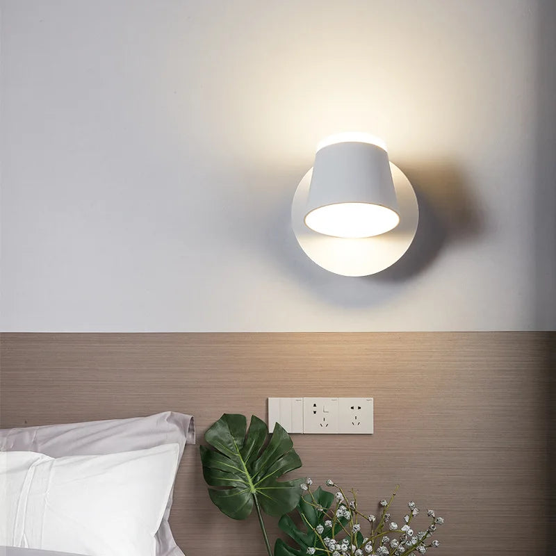 Modern LED Wall Sconce – 330° Swivel, 3000K & 6500K Adjustable White Light, Aluminum Alloy Wall Mount Light for Bedroom, Kitchen, and Living Room