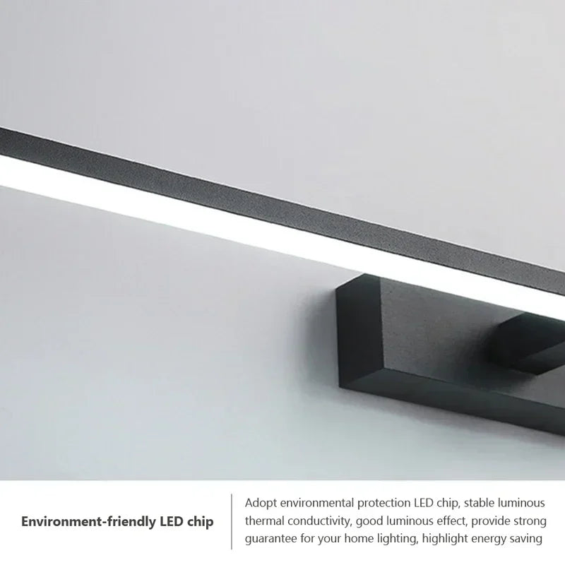Modern LED Wall Lamp – Three-Color Bathroom Sconce with Aluminum Finish for Mirror, Bath & Home Decor