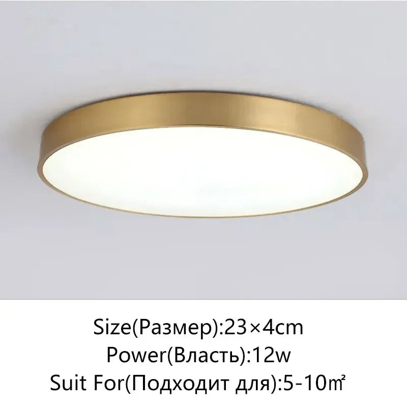 Modern LED Corridor Ceiling Light Lamps - Simple Golden Round