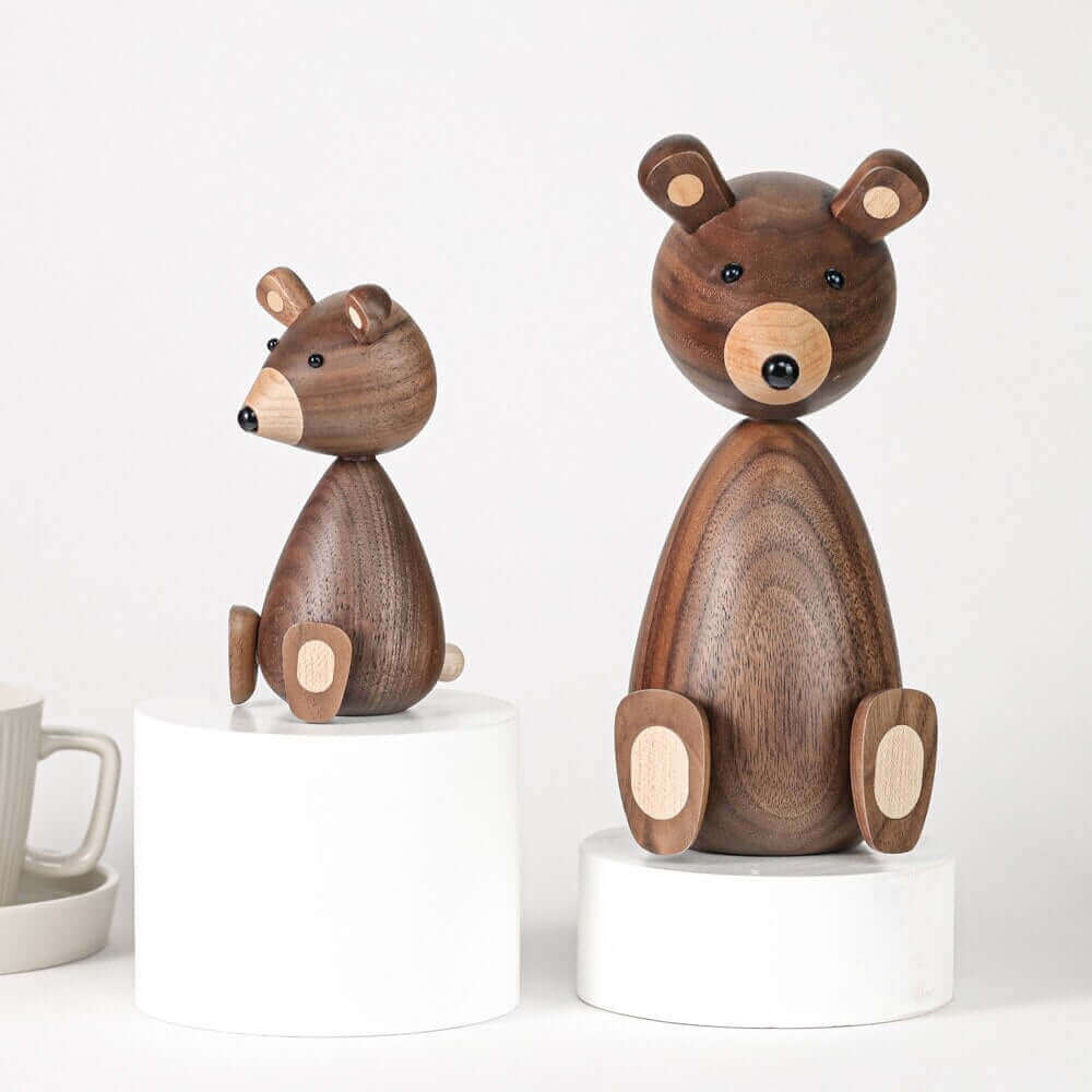 Danish Wood Brown Bear Family Ornaments