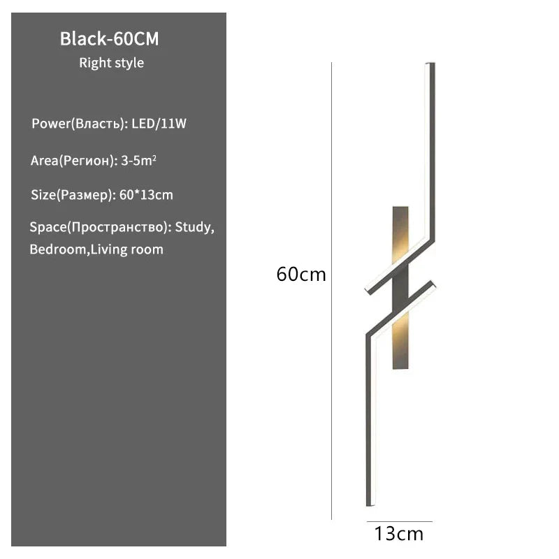 Modern Creative Strip LED Wall Light Minimalist Bedroom Bedside Wall Sconce LED Lights Living Room TV Sofa Background Wall Lamp