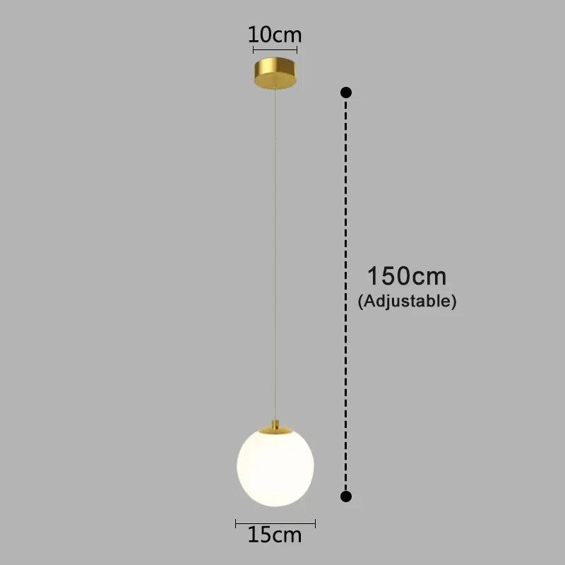 Modern Glass LED Pendant Light – Nordic Style Hanging Lamp for Living Room, Bedroom, Restaurant, and Bar, 220V AC, Indoor Lighting Fixture
