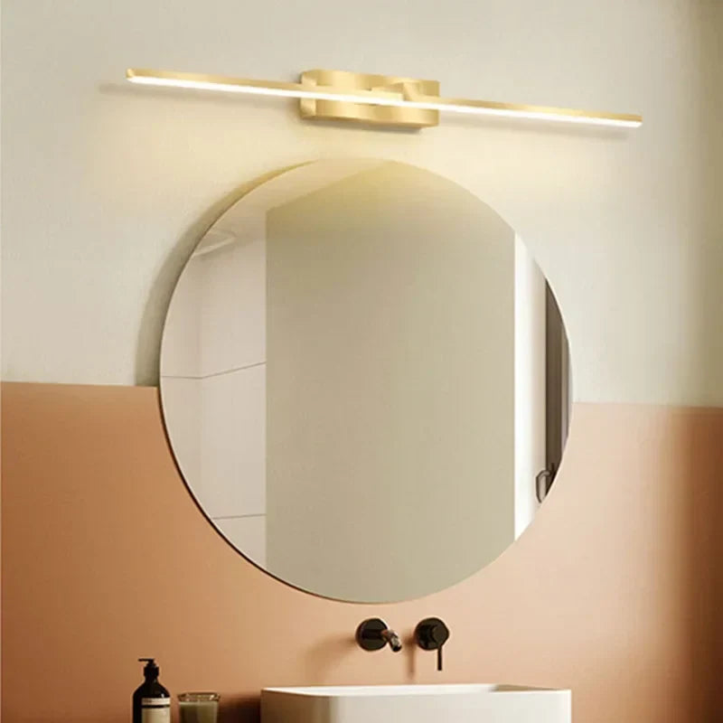 Modern Gold LED Wall Lamp – Bathroom Mirror Light with Touch Switch for Bedroom, Living Room, and Vanity Lighting | Vinantica