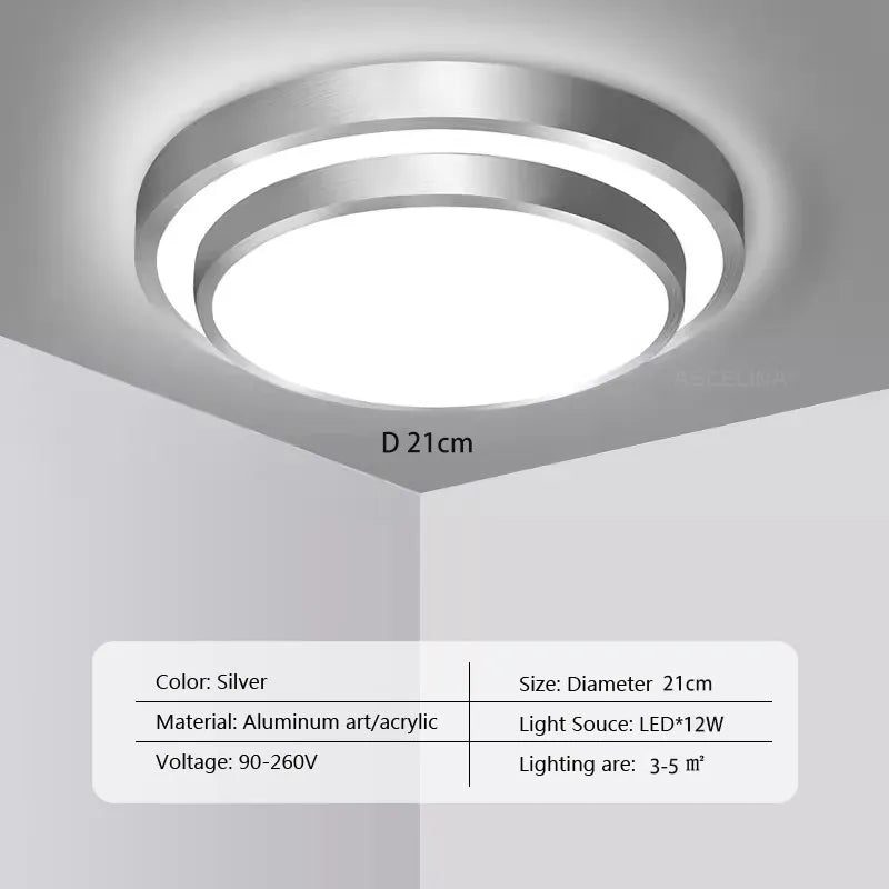 Modern LED Ceiling Light - Double Layers Round Aluminium Remote Controlled Lamp for Bedroom, Dining Room, Living Room Decor
