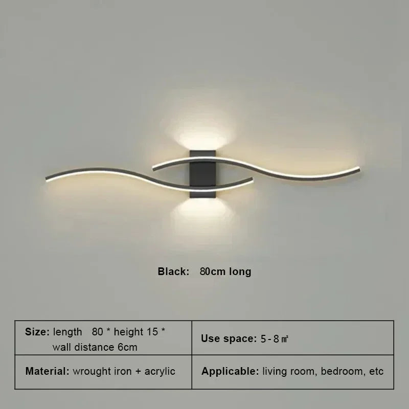 Modern Minimalist LED Strip Wall Lamp – Dimmable Wall Sconce for Living Room, Bedroom, Restaurant, and Bathroom