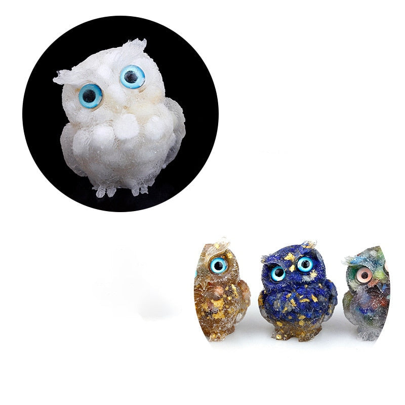 Natural Crystal Owl Figurine: Handmade Collector's Item