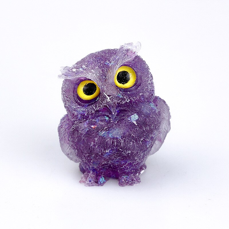 Natural Crystal Owl Figurine: Handmade Collector's Item