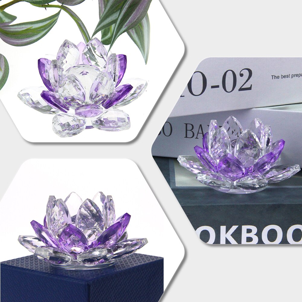 Crystal Lotus Flower Craft Glass Paperweight Home Decoration Ornaments Figures Home Wedding Party Decor Gifts Souvenir