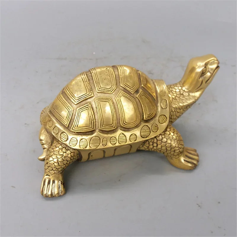Brass Feng Shui Turtle Statue Lucky Animal Sculpture for Longevity Home Office Decoration Figurine Gift Study Ornament