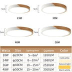 Modern LED Surface Mount Ceiling Light – Ultra-Thin Wooden Lighting Fixture with Remote Control for Living Room, Balcony, and Home Decor