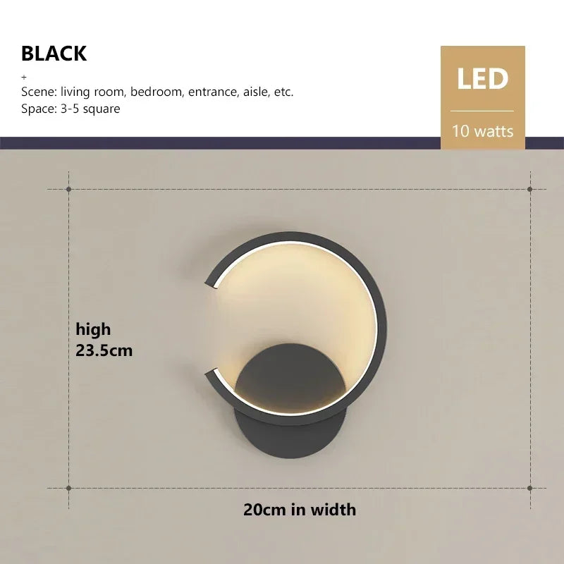 Modern LED Wall Lamp – Nordic Style Black, White, and Gold Wall Lighting for Living Room, Bedroom, Aisle, and Home Decor