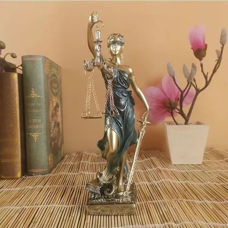 ERMAKOVA European antique bronze Greek goddess of justice statue Fair Angels resin sculpture ornaments desktop home decoration gift