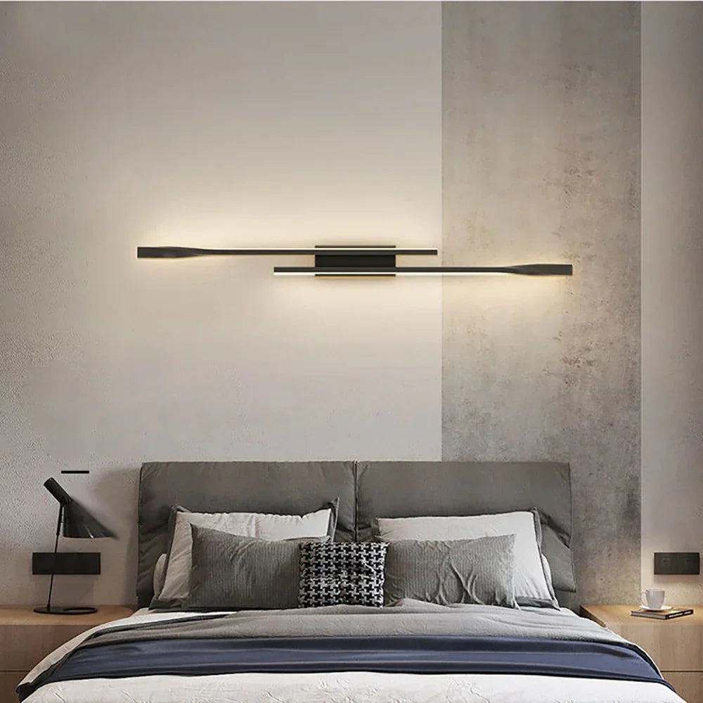 Modern LED Long Strip Wall Lamp – Luxury Creative Bedside & Living Room Light, Simple Nordic Design for Bedroom, TV Wall, and Interior Decoration
