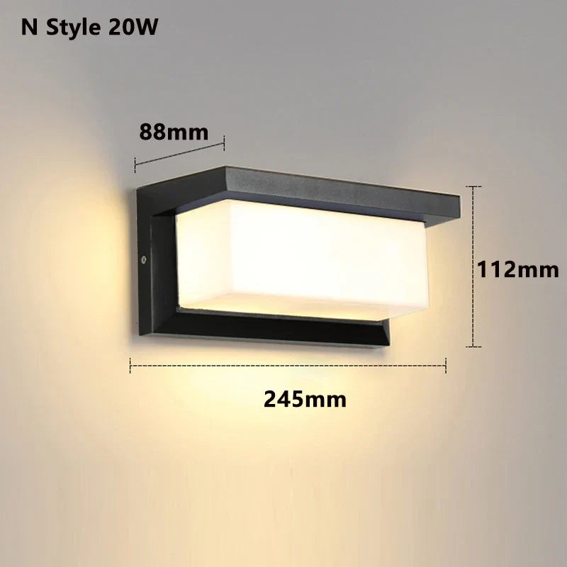 Modern LED Outdoor Wall Light with Motion Sensor - Waterproof IP65 Porch Lights for Balcony Garden