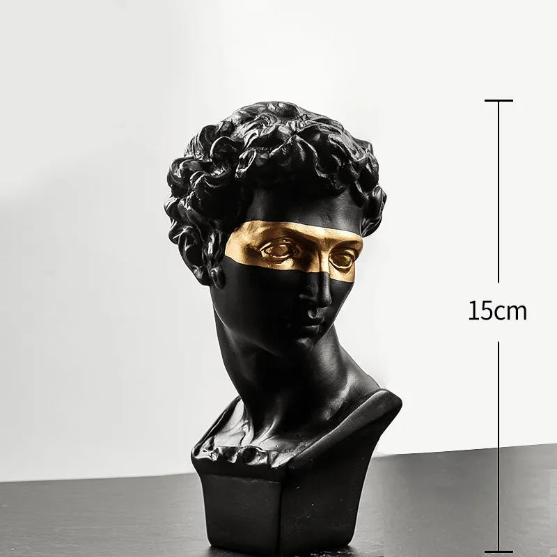 Statues for decoration, 15 cm, David, coffee table, home decoration, ornaments, bust of a room made of plaster, white resin, decorative art sculpture
