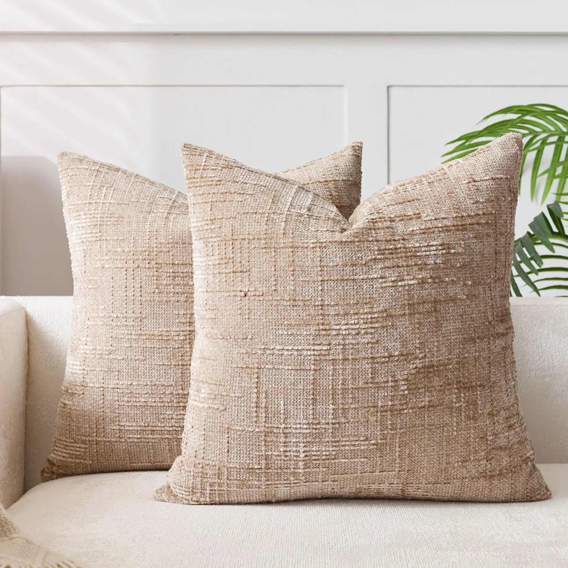 Chenille Cushion with Bamboo Texture in Solid Color for Sofa and Bedroom