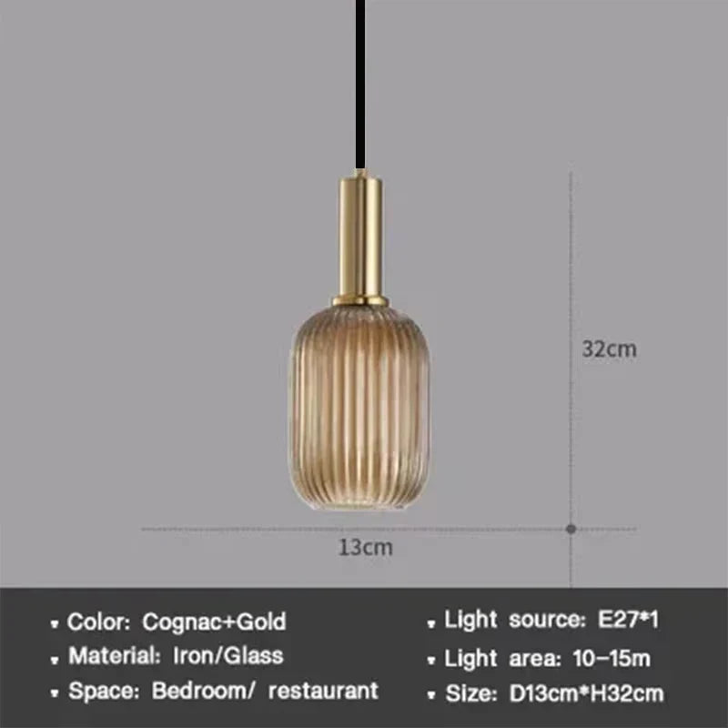 Modern Nordic Glass Pendant Light – Single Head LED Hanging Lamp for Dining Room, Bedroom, Cafe, and Study – White, Green, Cognac & More