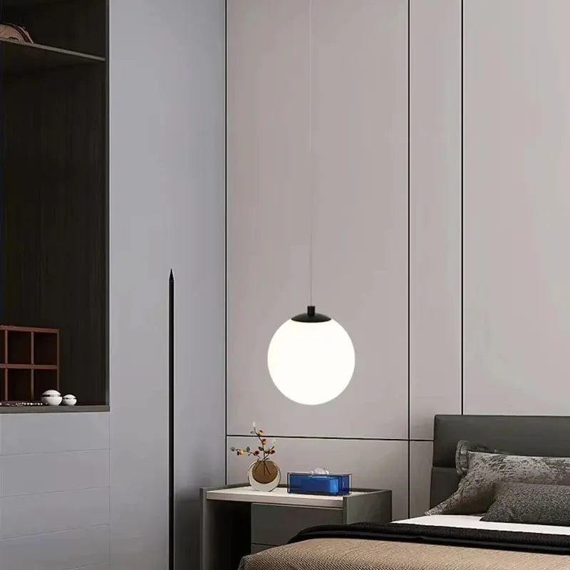 Modern Glass LED Pendant Light – Nordic Style Hanging Lamp for Living Room, Bedroom, Restaurant, and Bar, 220V AC, Indoor Lighting Fixture