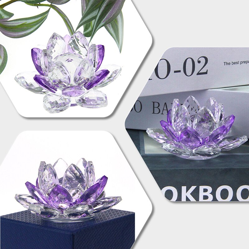 Crystal Lotus Flower Craft Glass Paperweight Home Decoration Ornaments Figures Home Wedding Party Decor Gifts Souvenir
