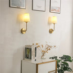 Nordic Minimalism LED Wall Lamp – Modern Linen Lampshade for Living Room, Bedroom, and Stairway Decor