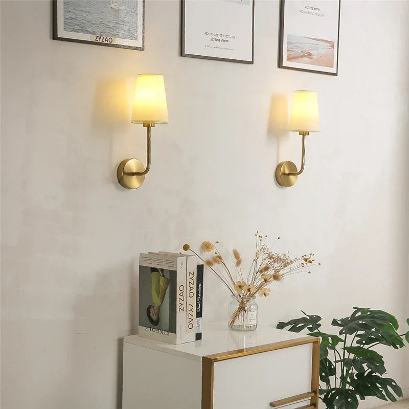 Nordic Minimalism LED Wall Lamp – Modern Linen Lampshade for Living Room, Bedroom, and Stairway Decor