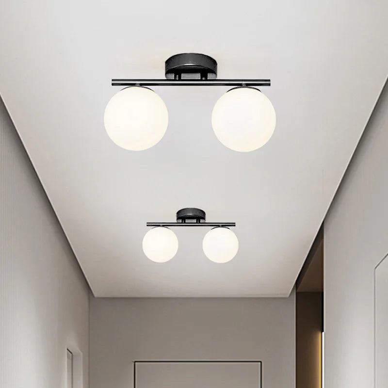 Modern Nordic LED Ceiling Light – Gold Iron and Glass Lamp for Corridor, Aisle, Cloakroom, Balcony, and Bedroom