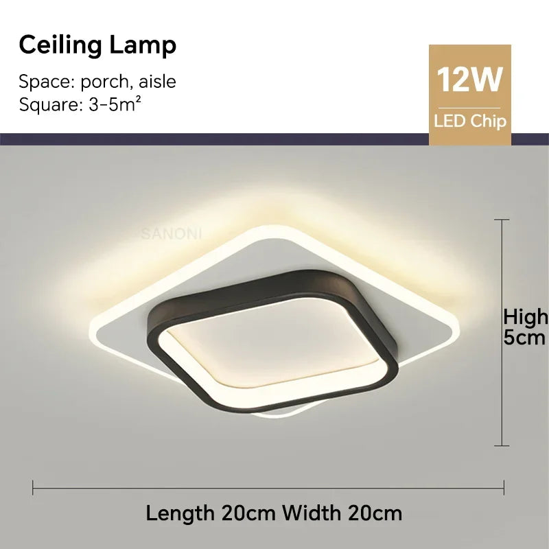 Modern LED Ceiling Lamp - Square Ceiling Light Fixture for Living Room, Stair, Aisle, and More