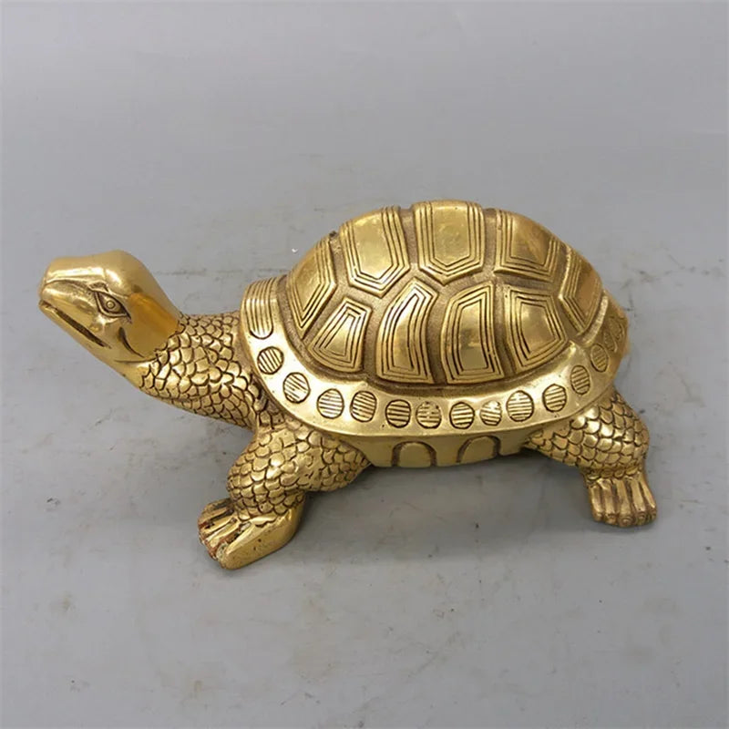 Brass Feng Shui Turtle Statue Lucky Animal Sculpture for Longevity Home Office Decoration Figurine Gift Study Ornament