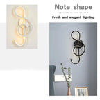 Modern LED Wall Lamp - Musical Note Wall Sconce for Bedroom, Living Room, and Study, Touch On/Off, Up & Down Light Direction, Indoor Home Decor