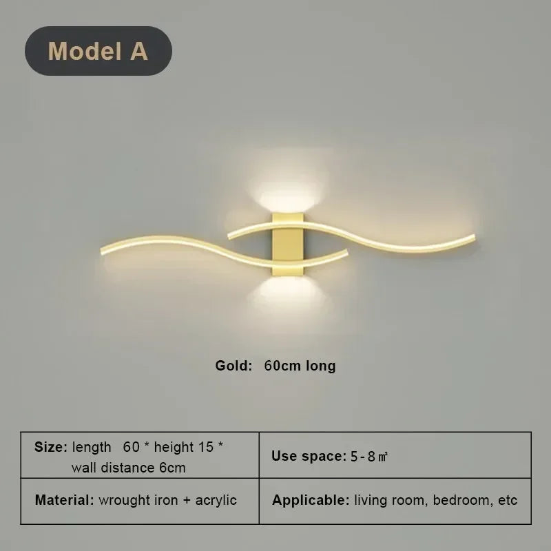 Modern Minimalist LED Strip Wall Lamp – Dimmable Wall Sconce for Living Room, Bedroom, Restaurant, and Bathroom