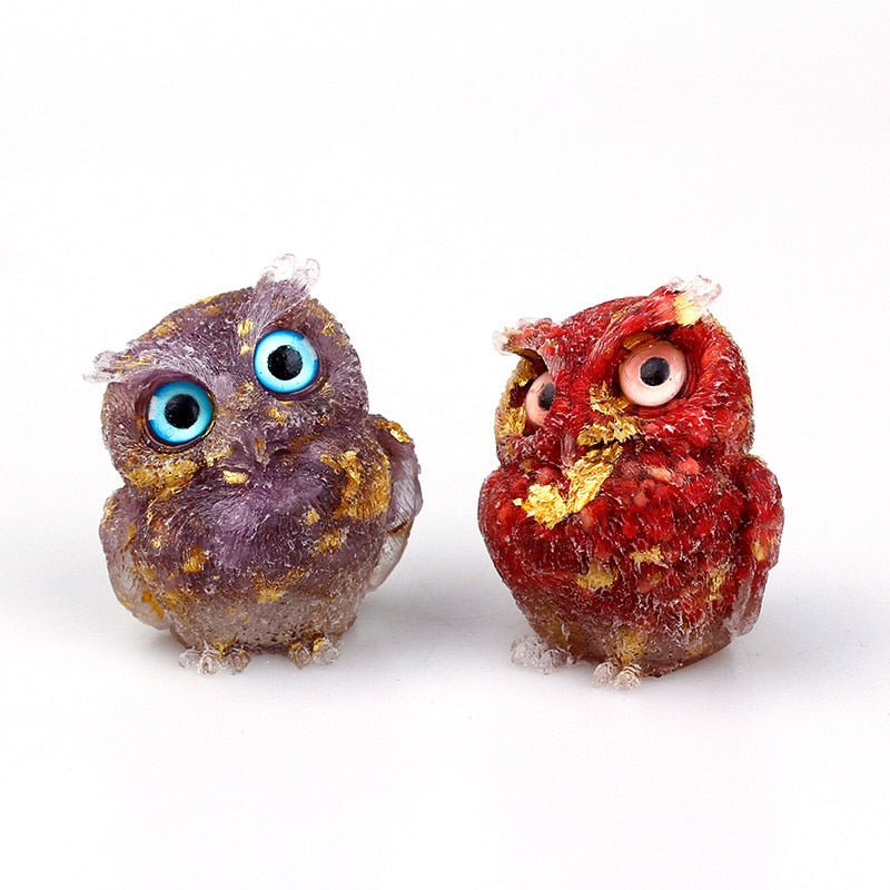 Natural Crystal Owl Figurine: Handmade Collector's Item
