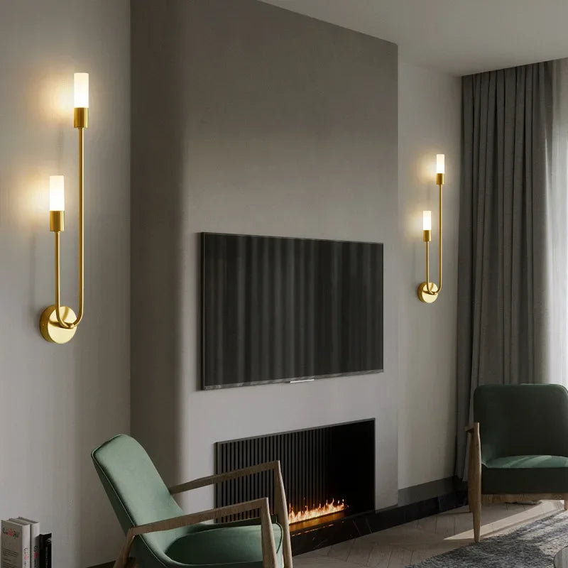 Modern Gold LED Wall Light – Nordic Sconce for Living Room, Bedroom, Kitchen, and Hallway Décor