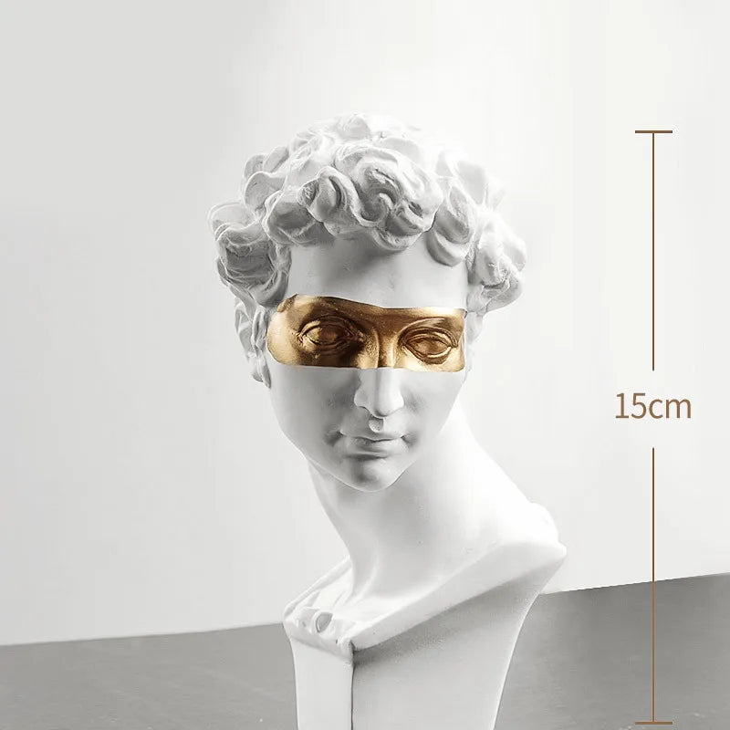 Statues for decoration, 15 cm, David, coffee table, home decoration, ornaments, bust of a room made of plaster, white resin, decorative art sculpture