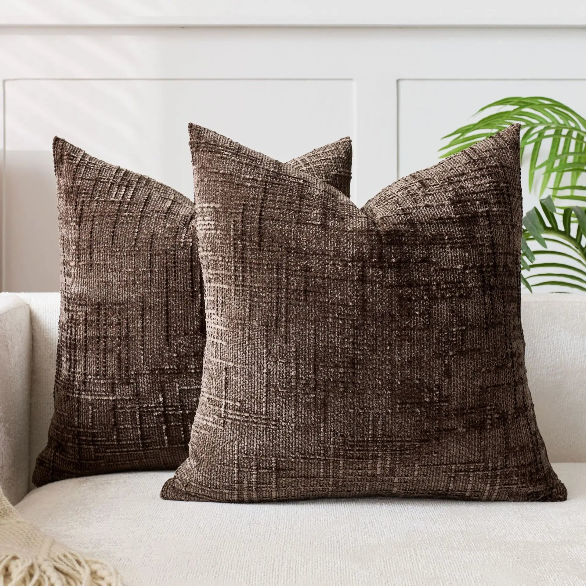 Chenille Cushion with Bamboo Texture in Solid Color for Sofa and Bedroom