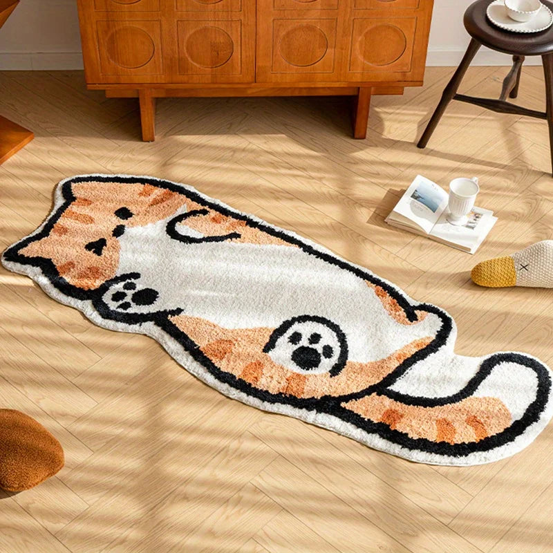 Playful Cat Area Irregular Rug
