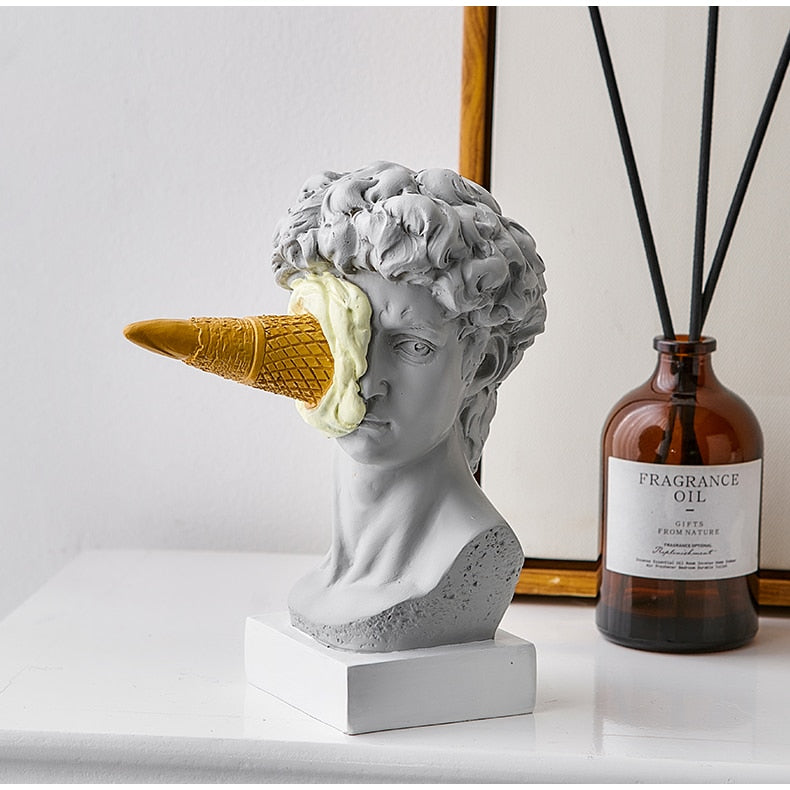 David Figurine with Ice Cream Home Decoration Sculpture